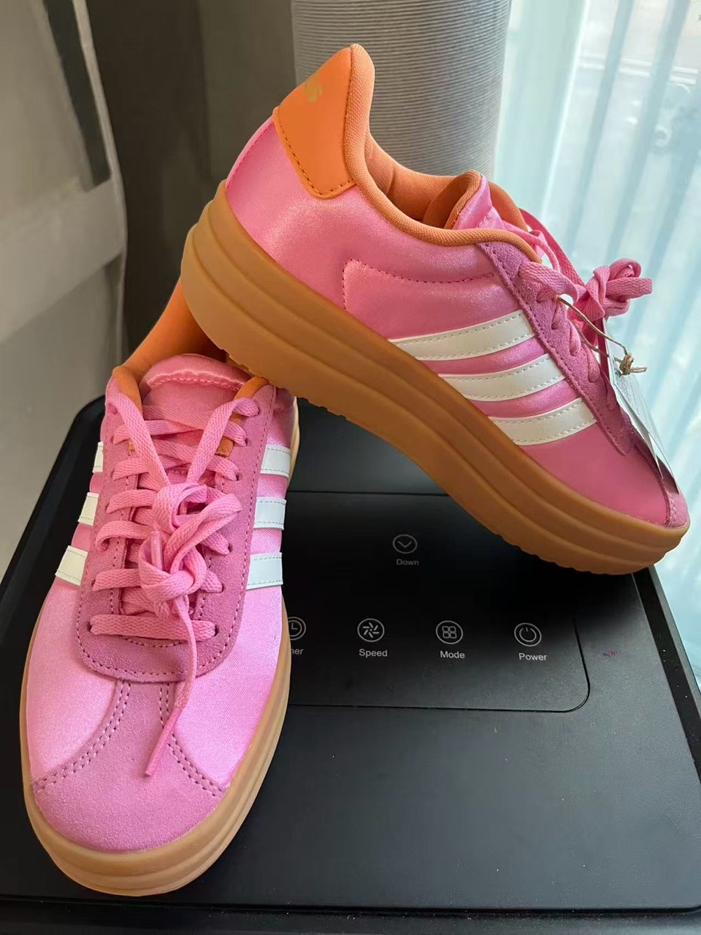 adidas Pink Platform Sneakers with White Stripes